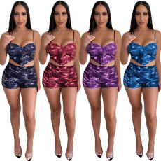 Pre Order: About 7 work days shipping Sexy Printed Cami Top And Shorts 2 Piece Sets YUEM-66733