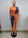 Denim Pachwork Two Piece Pants Sets MEM-88435