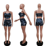 Pre Order: About 7 work days shipping Sexy Printed Cami Top And Shorts 2 Piece Sets YUEM-66733