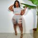 Solid Hole Two Piece Shorts Sets YNSF-1820