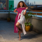 Contrast Color Patchwork Two Piece Shorts Sets SWPF-80628
