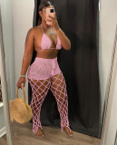 Sexy Fashion Hollow Perspective Fishing Net Hook Bra And Pants 2 Piece Set FSL-F009