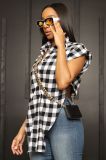 Casual Plaid Irregular Shirt Top YH-5260