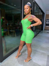 Shiny Sling Bodysuit+Shorts Two Piece Sets YD-8612