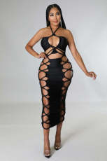 Sext Hater Hollow Out Bandage Maxi Dress BN-9324