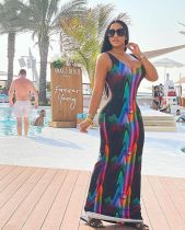 Plus Size Sexy Printed Slim Maxi Dress LSL-6492