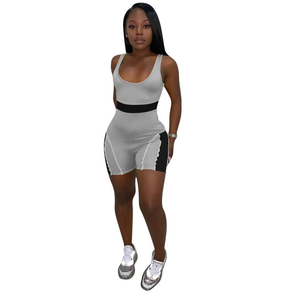 Casual Patchwork Sleeveless Romper YD-8598