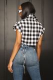 Casual Plaid Irregular Shirt Top YH-5260
