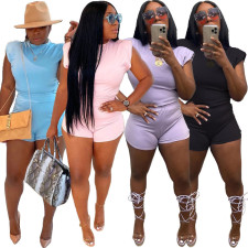 Solid T Shirt And Shorts Two Piece Sets XYF-9136