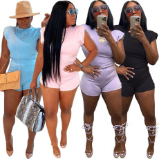 Solid T Shirt And Shorts Two Piece Sets XYF-9136