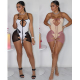 Sexy Sleeveless Bodysuit+Bandage Mini Skirt Sets BN-9328