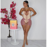 Sexy Sleeveless Bodysuit+Bandage Mini Skirt Sets BN-9328