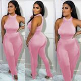 Solid Sleeveless Tassel Pants Two Piece Sets MOF-6696
