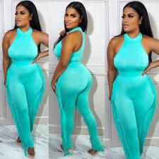 Solid Sleeveless Tassel Pants Two Piece Sets MOF-6696
