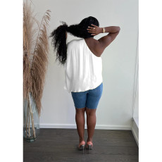 Letter Print One Shoulder Loose Top SXF-20504