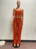 Sexy Tassel Crochet Hollow Out Two Piece Sets NYF-8115