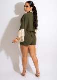 Casual Tassel Batwing Sleeve Two Piece Shorts Sets MEM-88437