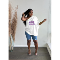 Letter Print One Shoulder Loose Top SXF-20504