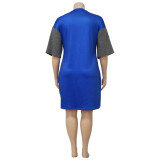Plus Size Letter Print Patchwork T-Shirt Dress NNWF-7485