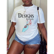 White Printed O Neck T-Shirt SXF-20503