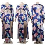 Plus Size Sexy Printed Split Maxi Dress NY-2407