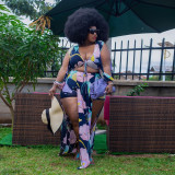 Plus Size Sexy Printed Split Maxi Dress NY-2407