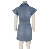 Denim Sleeveless Split Mini Skirt 2 Piece Sets ZSD-0468