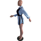 Casual Long Sleeve Shirt Dress+Vest Top 2 Piece Sets OMY-80085