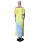 Sexy Patchwork Slash Neck Pleated Maxi Dresses OD-8291