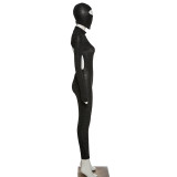 Fashion Sexy Long Sleeve Backless Tight Jumpsuit With Headgear XEF-10625