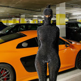 Fashion Sexy Long Sleeve Backless Tight Jumpsuit With Headgear XEF-10625