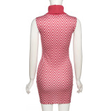 Fashion Number Embroidered Sexy Sleeveless Bodycon Dress XEF-K21D11390