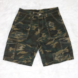 Plus Size Camo Print High Waist Pocket Shorts SH-390314