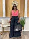 Solid High Waist Wide Leg Pants OLYF-6097