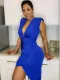 Sexy V Neck Ruched Sleeveless Dress BGN-246