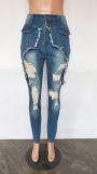 Denim Ripped Hole Skinny Jeans Pencil Pants LX-6934