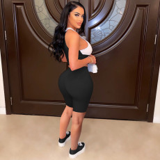 Contrast Color Patchwork Two Piece Shorts Sets GLF-20795