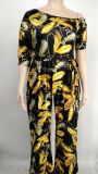 Plus Size Printed Sashes Jumpsuit NK-8615