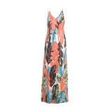 Printed Spaghetti Strap Loose Long Dresses TR-907