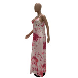 Printed Spaghetti Strap Loose Long Dresses TR-907