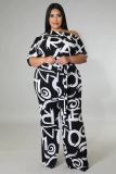 Plus Size Printed Sashes Jumpsuit NK-8615