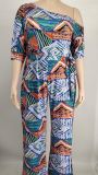 Plus Size Printed Sashes Jumpsuit NK-8615