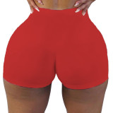 Plus Size Solid Fitness Tight Shorts SHD-9819