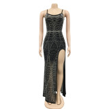 Hot Drilling High Split Long Evening Dress BY-5730