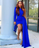 Solid One Shoulder Irregular Mini Dress YS-S812