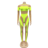 Sexy Mesh Patchwork Long Sleeve Jumpsuit BY-5781