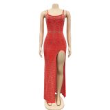 Hot Drilling High Split Long Evening Dress BY-5730