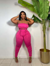 Plus Size Solid Ruched Two Piece Pants Sets ZDF-31211