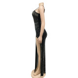 Hot Drilling High Split Long Evening Dress BY-5730