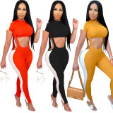 Sexy Crop Top+Strap Pants Slim Two Piece Sets SH-390319